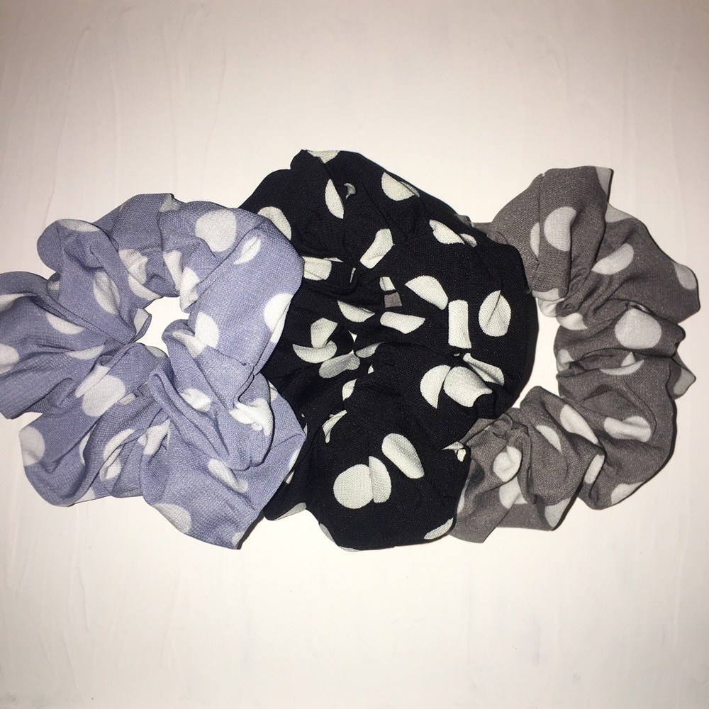 Blue Polka Dot Scrunchie - Picture 2 of 2